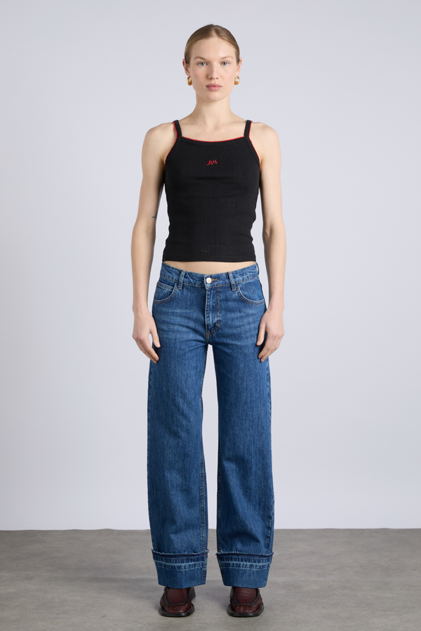 Damson Madder Dm Cami Top - Black Pointelle