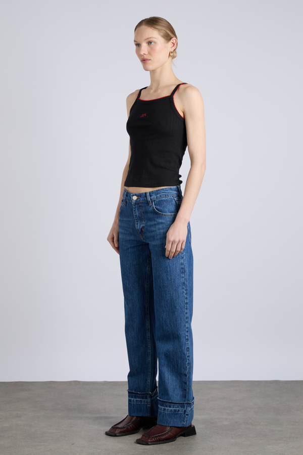 Damson Madder Dm Cami Top - Black Pointelle