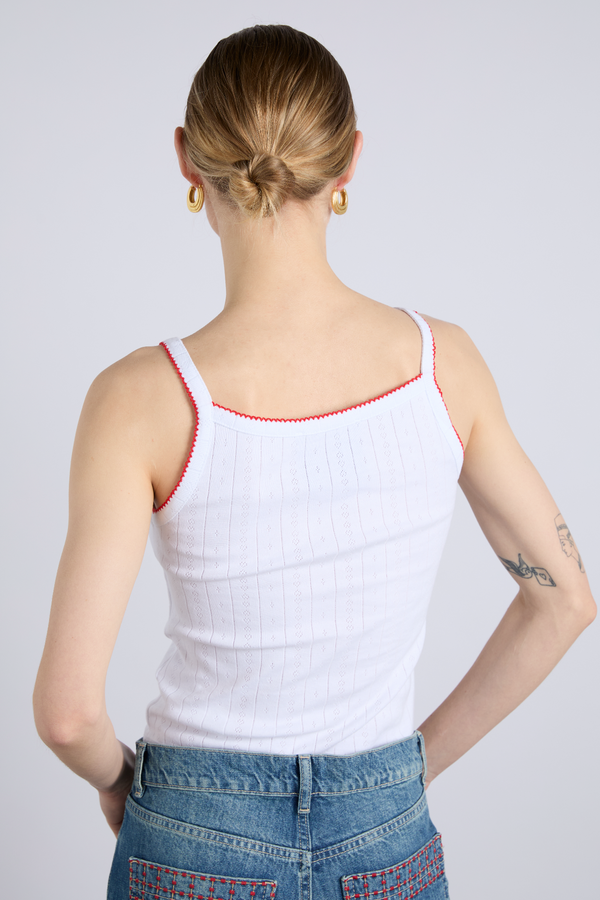 Damson Madder Dm Cami Top - White Pointelle