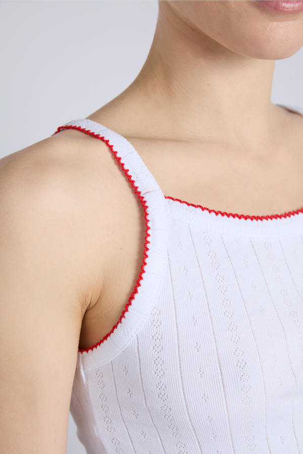 Damson Madder Dm Cami Top - White Pointelle