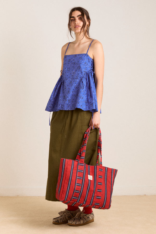 Damson Madder Dm Canvas Tote - Red Stripe