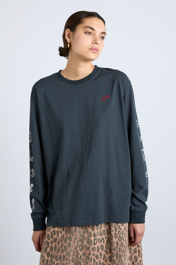 Damson Madder Dm Dinner Party Long Sleeve Tee