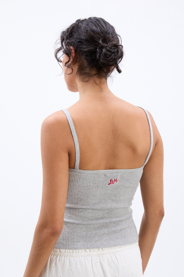 Damson Madder Dove Pointelle Strappy Cami - Grey