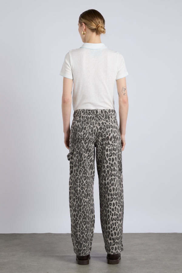 Damson Madder Drew Cargo Jeans - Leopard Charcoal