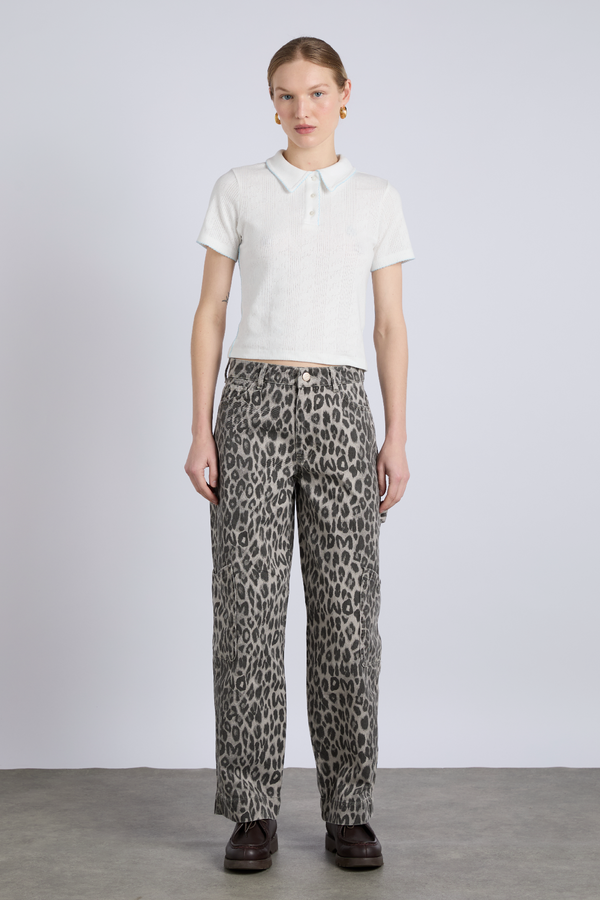 damson madder drew cargo jeans - leopard charcoal