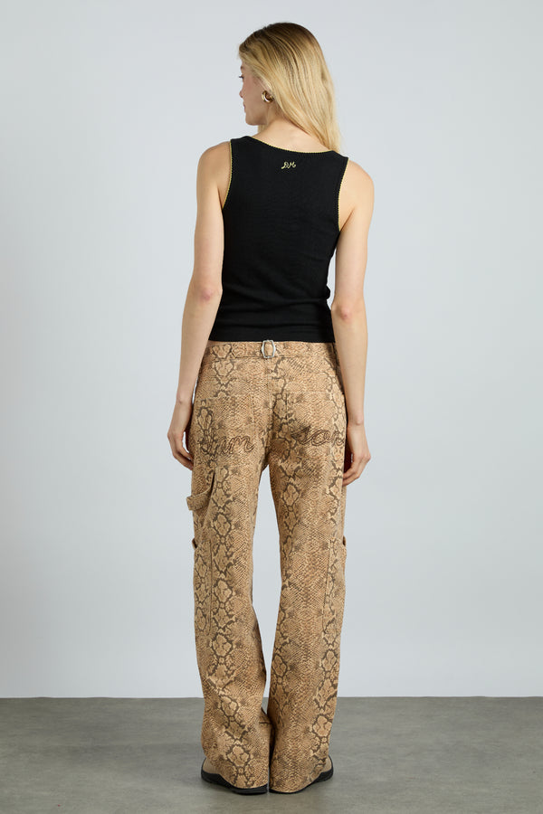 Damson Madder Drew Cargo Jeans - Snake Print