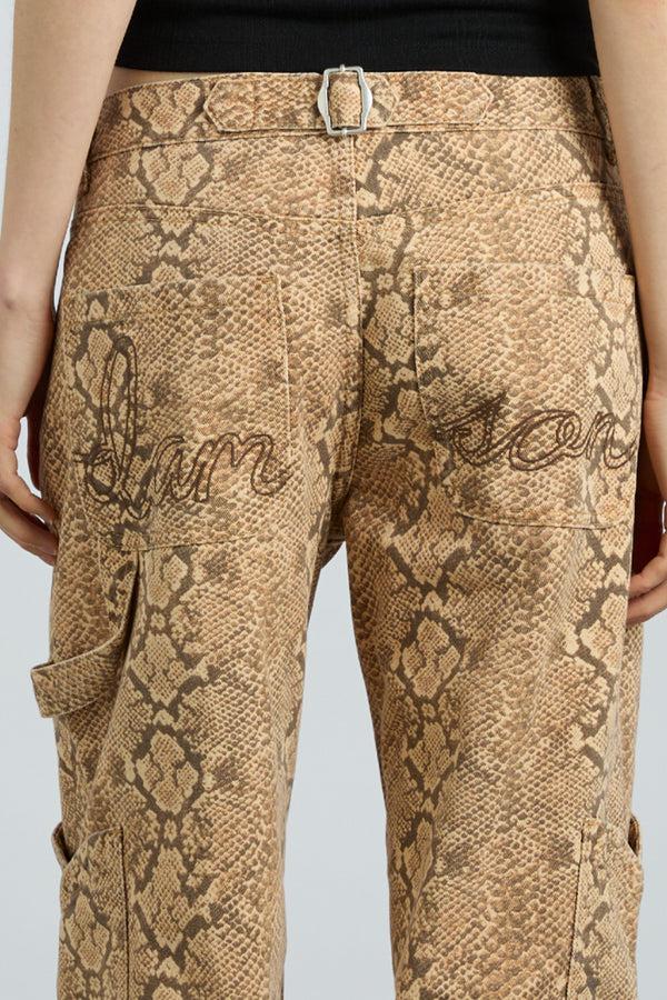 Damson Madder Drew Cargo Jeans - Snake Print