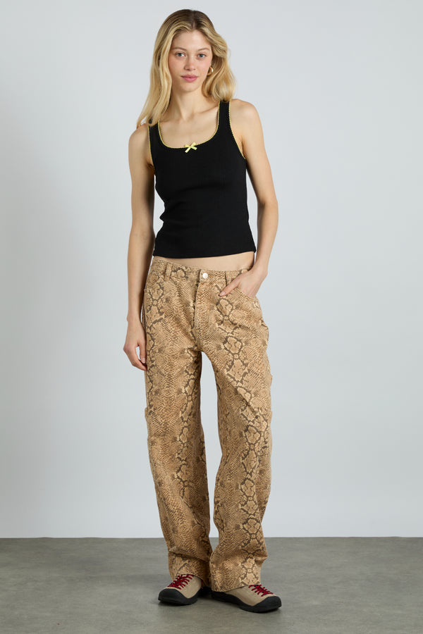 damson madder drew cargo jeans - snake print