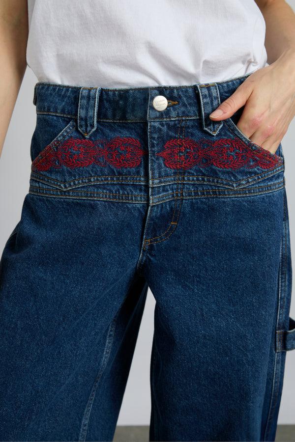 Damson Madder Drew Jeans - Texas Wash & Embroidery