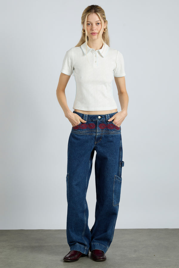 damson madder drew jeans - texas wash & embroidery