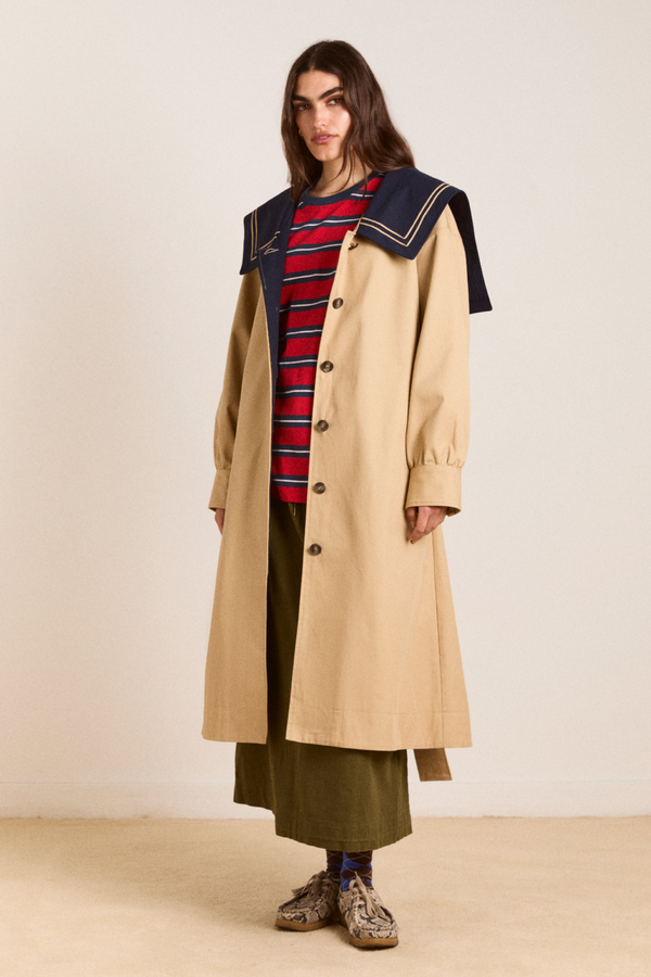 Damson Madder Ella Trench - Navy Tan