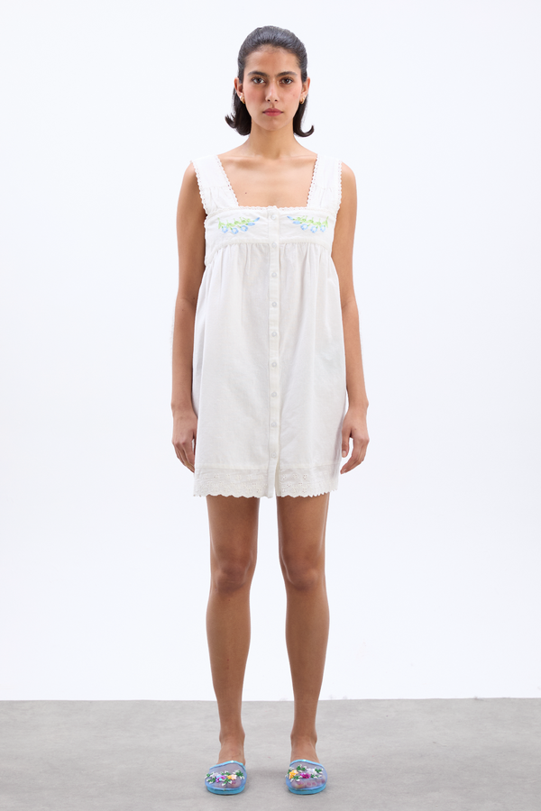 damson madder elspeth embroidered nightdress - white