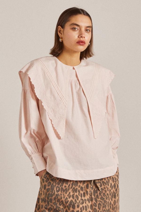 damson madder embroidered candy blouse - pink