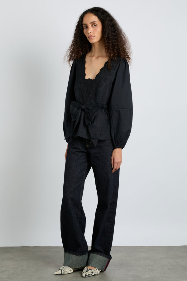 Damson Madder Eugenie Bow Blouse - Black