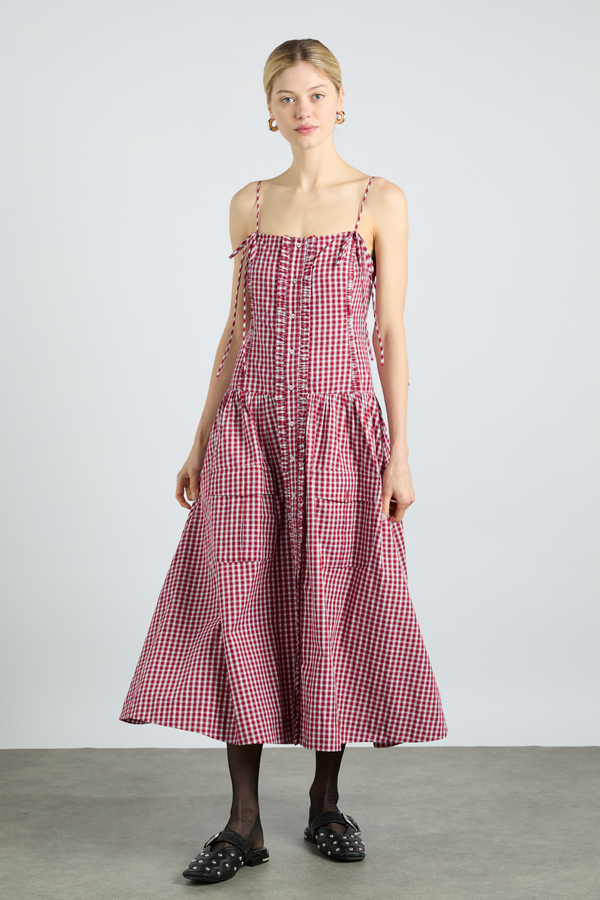 damson madder faith midi dress - cherry gingham