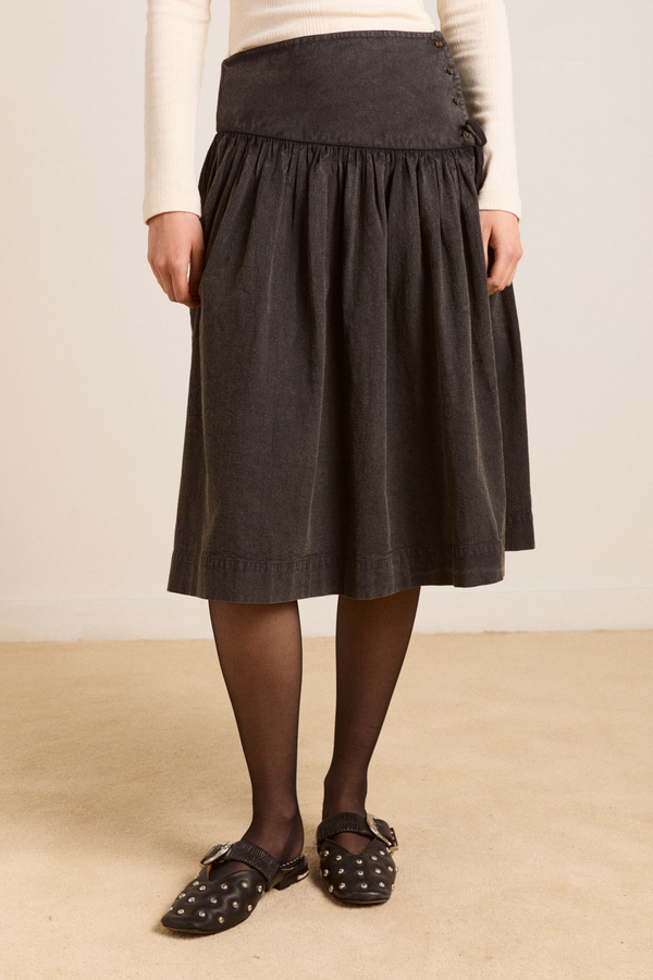 Damson Madder Fia Volume Knee Length Skirt - Carbon