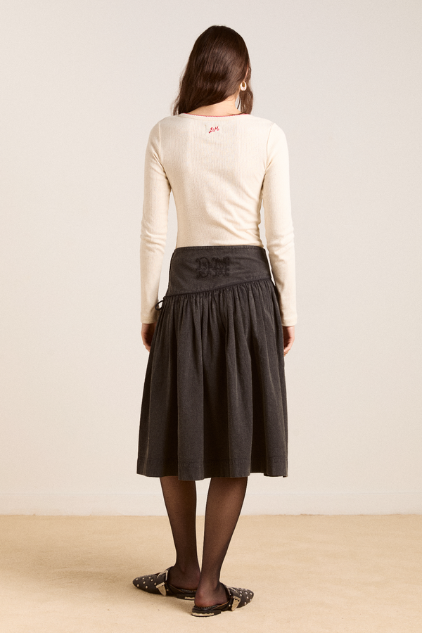 Damson Madder Fia Volume Knee Length Skirt - Carbon