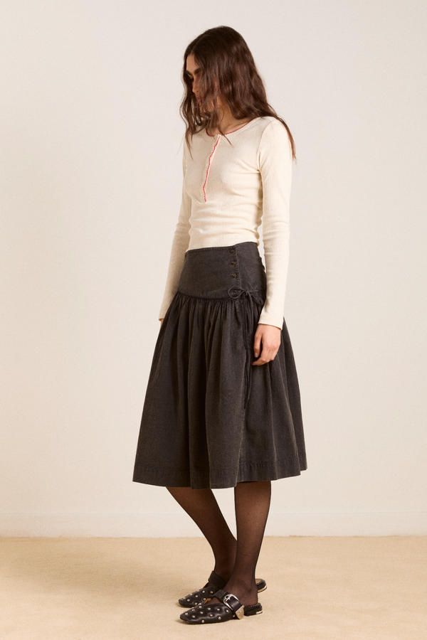 Damson Madder Fia Volume Knee Length Skirt - Carbon