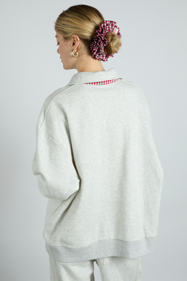 Damson Madder Fifi Rugby Polo - Ice Grey Marl