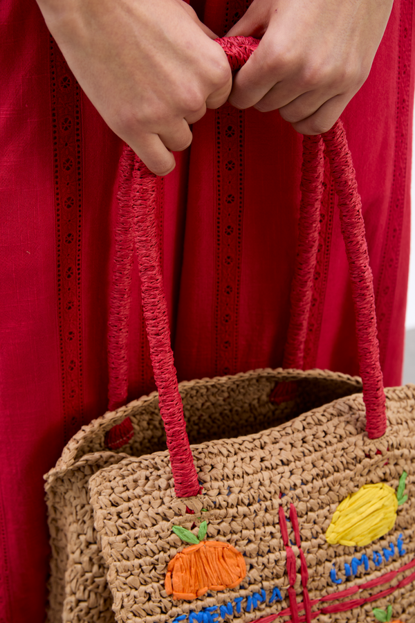 Damson Madder Fruity Raffia Bag