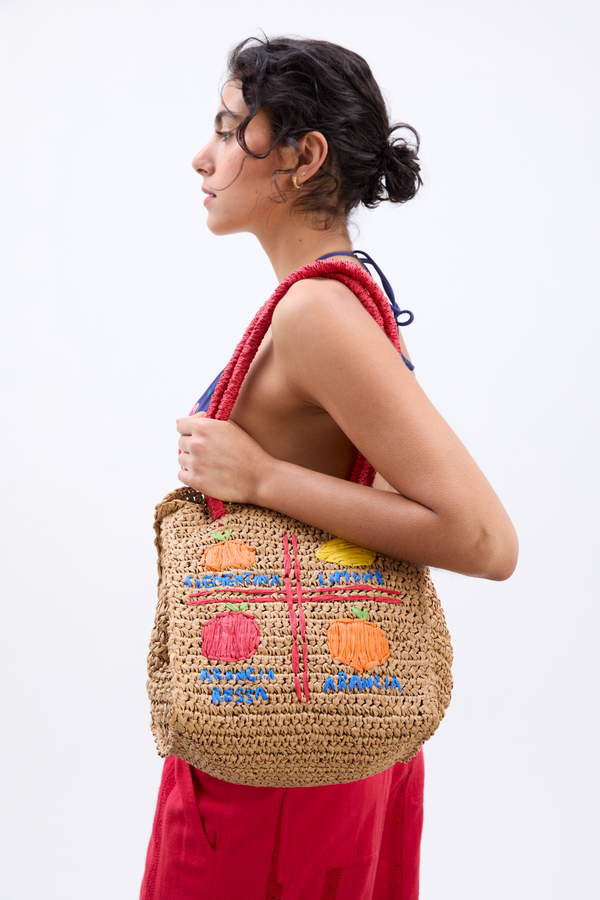 damson madder fruity raffia bag