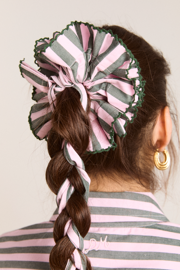 Damson Madder Garter Bun Wrap - Garden Tulle Stripe