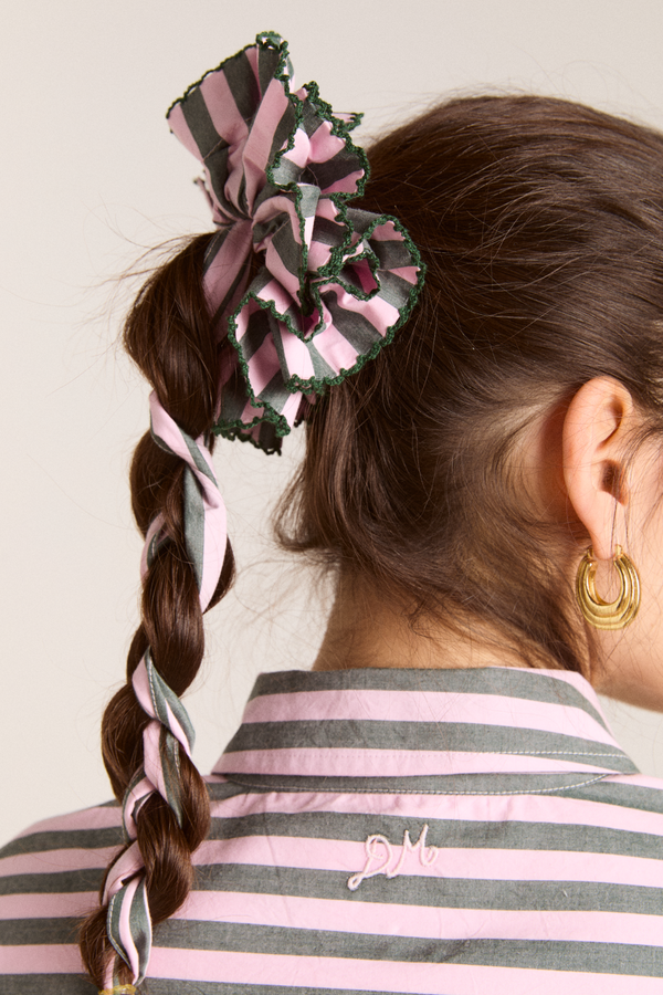 Damson Madder Garter Bun Wrap - Garden Tulle Stripe