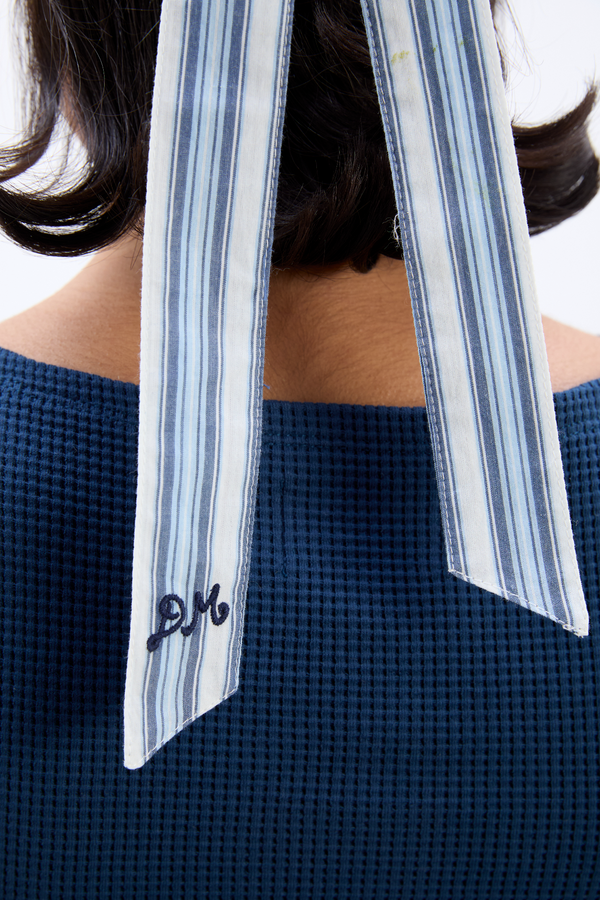 Damson Madder Garter Bun Wrap In Blue Stripe