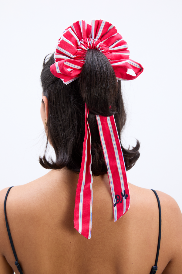 Damson Madder Garter Bun Wrap In Red Stripe