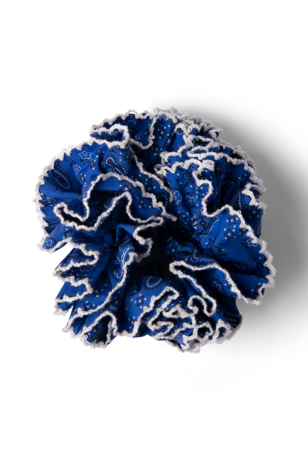 Damson Madder Garter Scrunchie - Blue Paisley