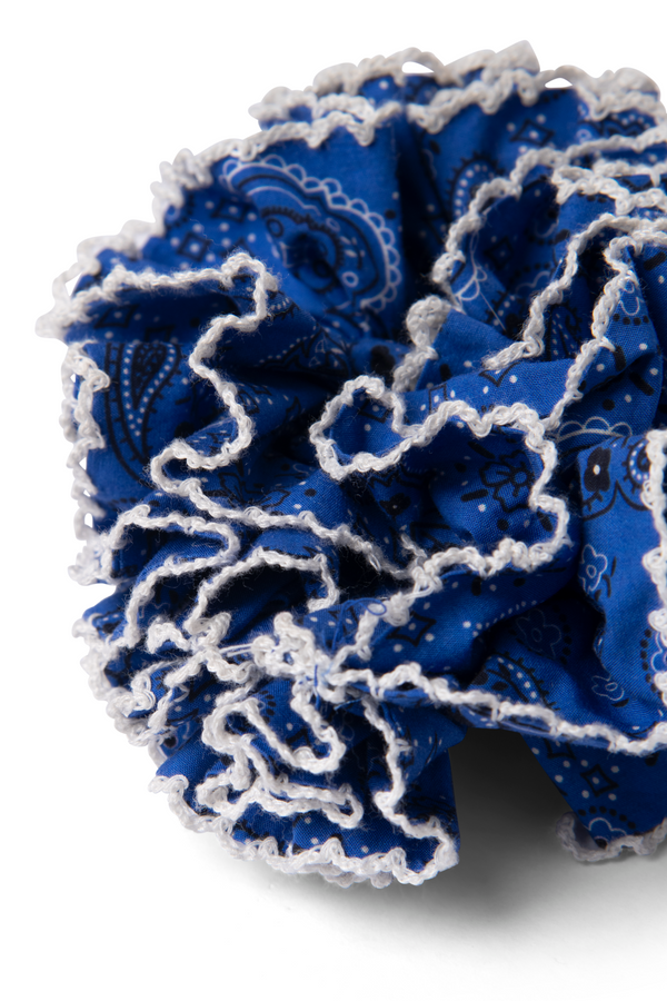 Damson Madder Garter Scrunchie - Blue Paisley