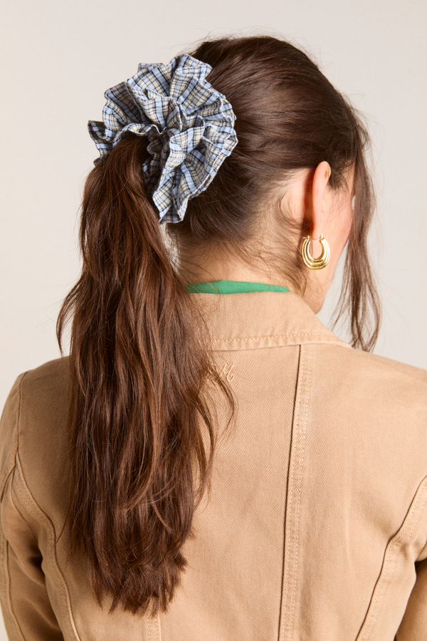 Damson Madder Garter Scrunchie- Cloudy Check
