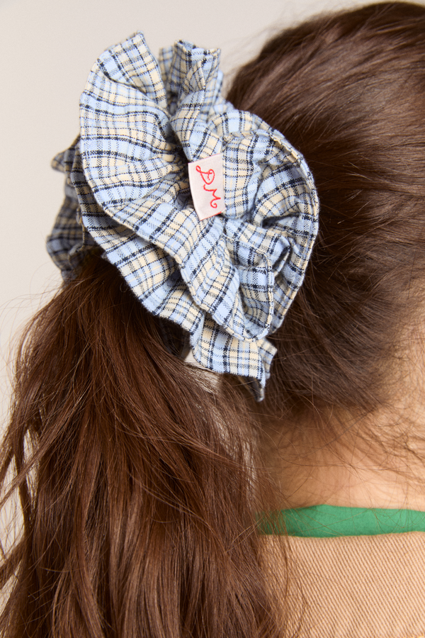 damson madder garter scrunchie- cloudy check