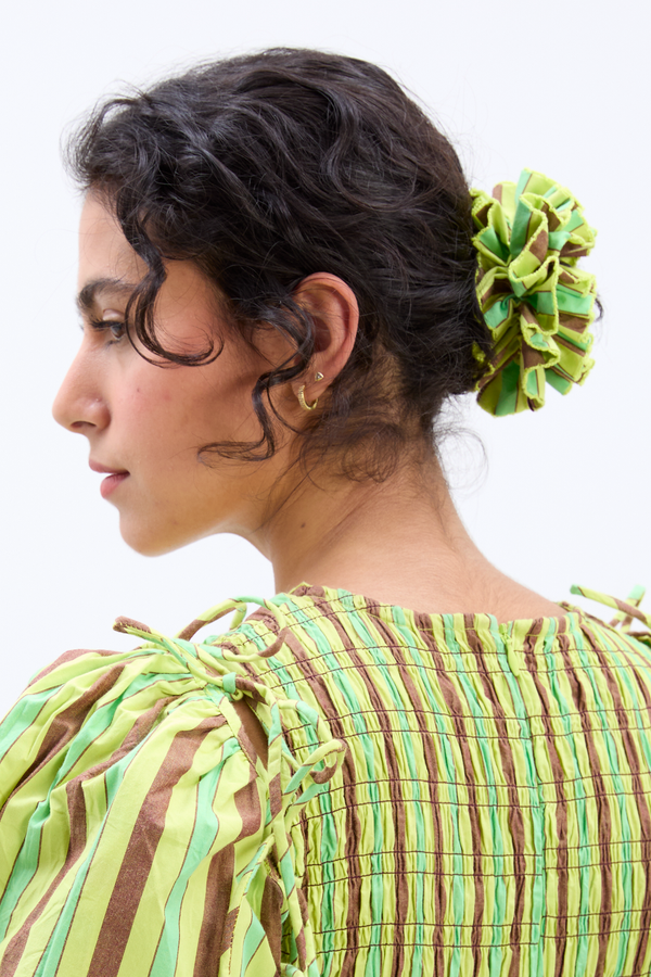 Damson Madder Garter Scrunchie In Tropical Stripe
