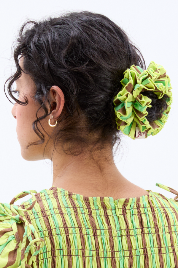 Damson Madder Garter Scrunchie In Tropical Stripe