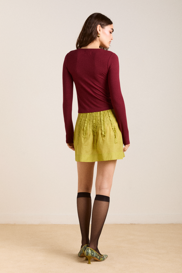 Damson Madder Glinda Ruffle Mini Skirt - Golden Lime