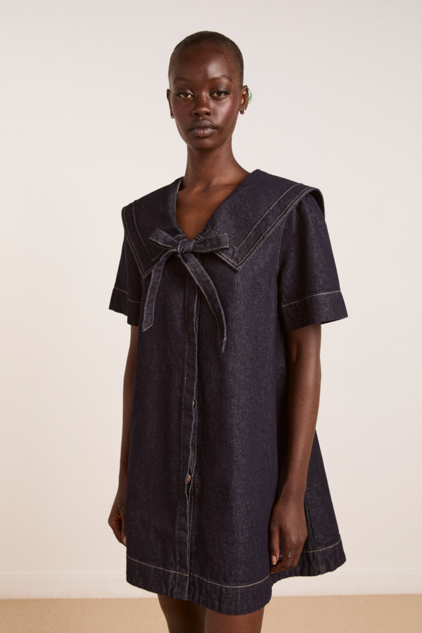 Damson Madder Goldie Dress - Denim Indigo