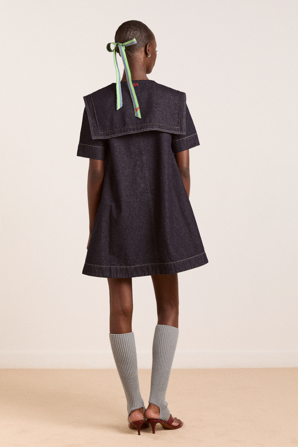 Damson Madder Goldie Dress - Denim Indigo