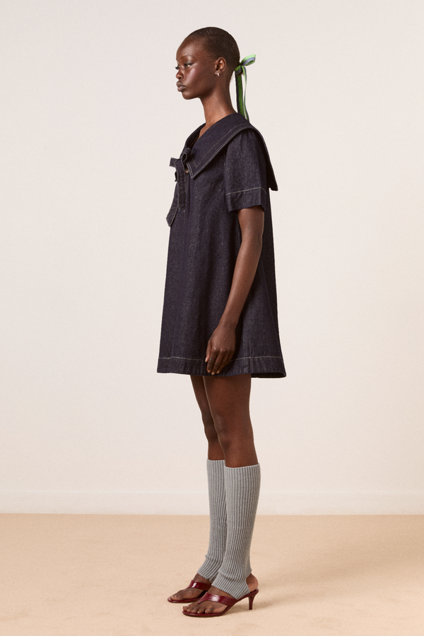 Damson Madder Goldie Dress - Denim Indigo