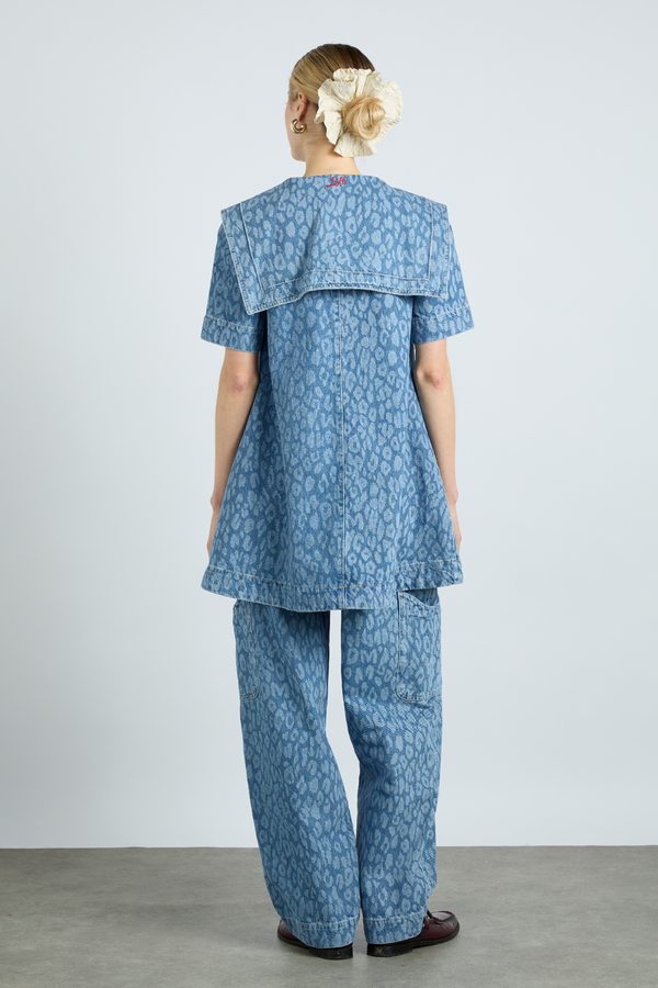 Damson Madder Goldie Dress - Denim Leopard Laser