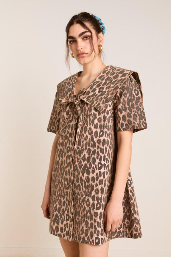 Damson Madder Goldie Mini Dress - Leopard