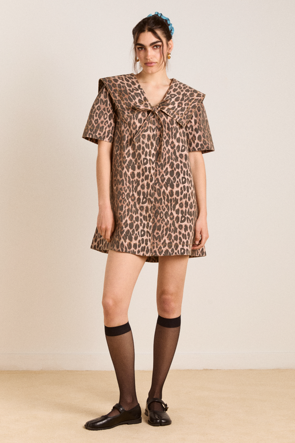 damson madder goldie mini dress - leopard