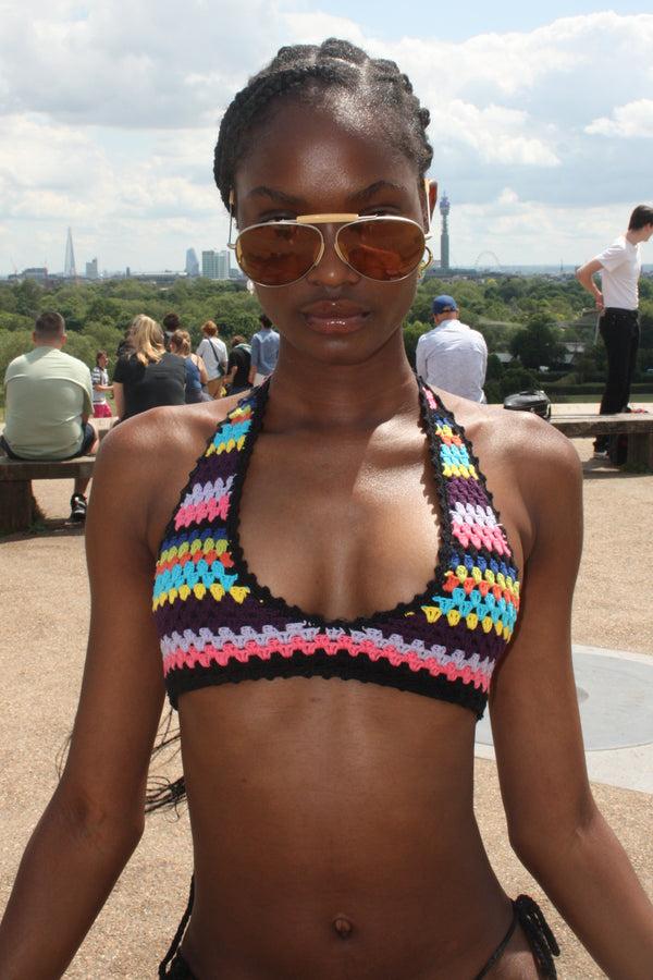 damson madder hana stripe bikini top