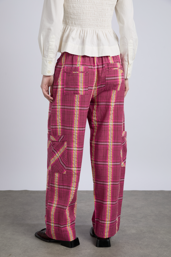 Damson Madder Harrison Trouser - Pink/khaki Check