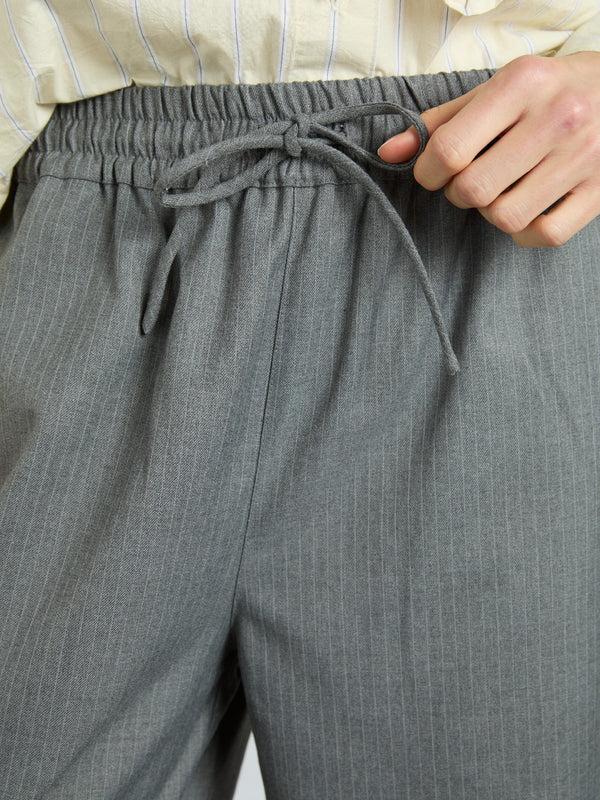 Damson Madder Harrison Trousers - Grey Pinstripe