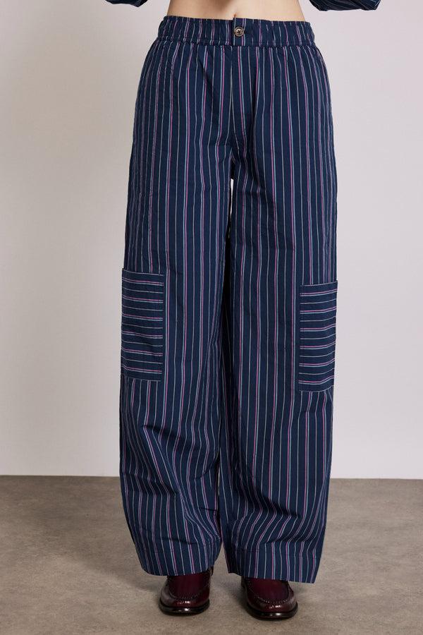 Damson Madder Harrison Trousers - Navy Stripe
