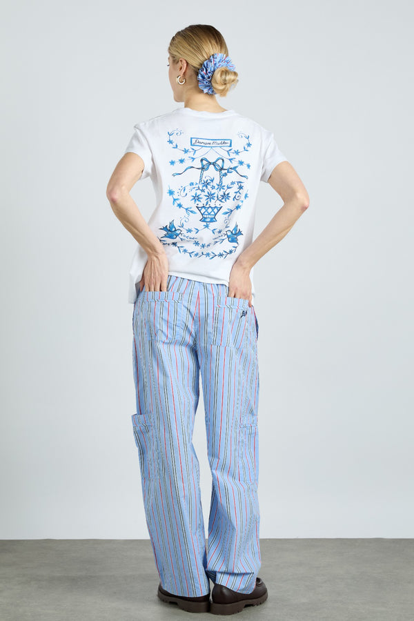 Damson Madder Harrison With Ties - Bold Blue Stripe