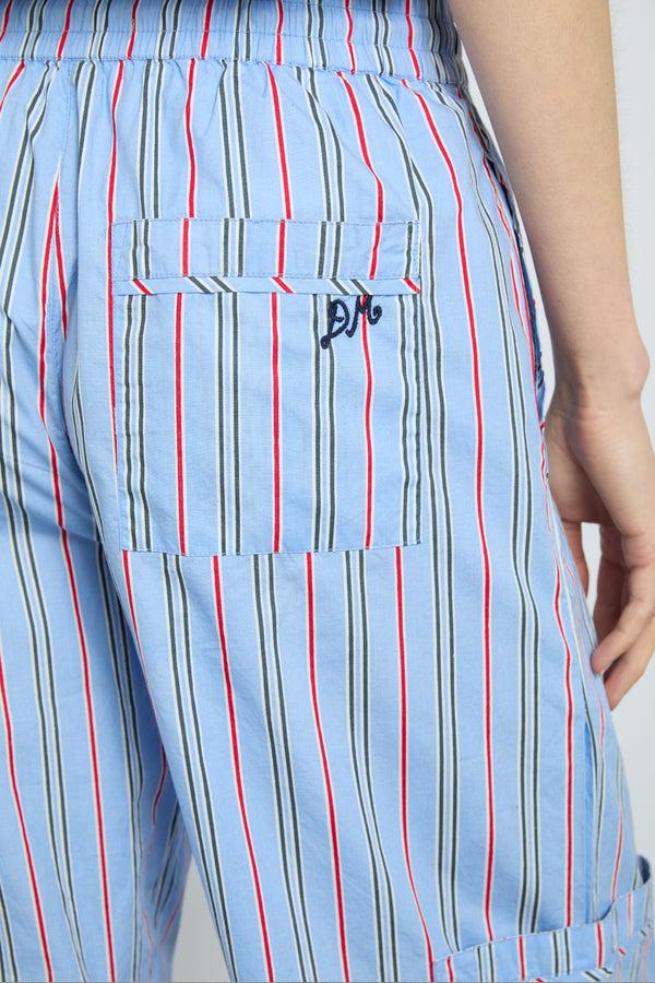 Damson Madder Harrison With Ties - Bold Blue Stripe