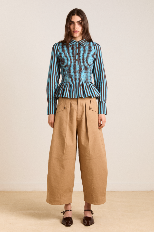 Damson Madder Hazel Shirt - Blue/choc Stripe