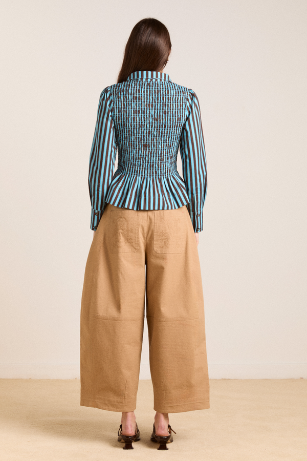 Damson Madder Hazel Shirt - Blue/choc Stripe